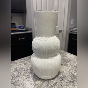 White handcrafted Opalhouse vase decor with wood grain design